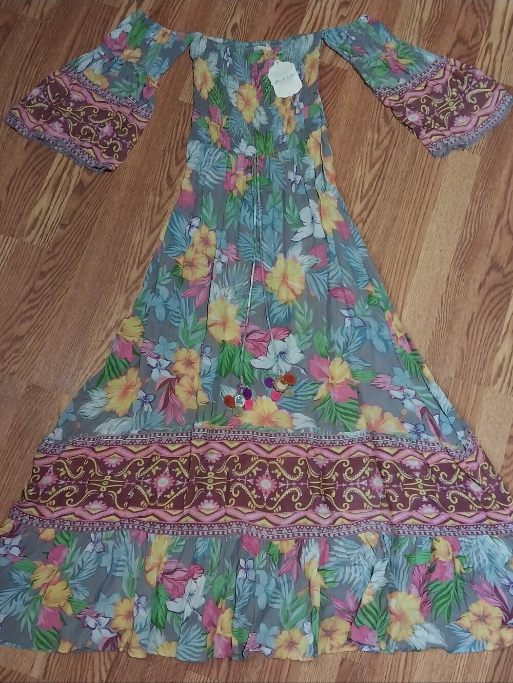 Altar'd State Gypsie Boho Aurora Maxi Dress Womens Size Small Floral Tube Dress